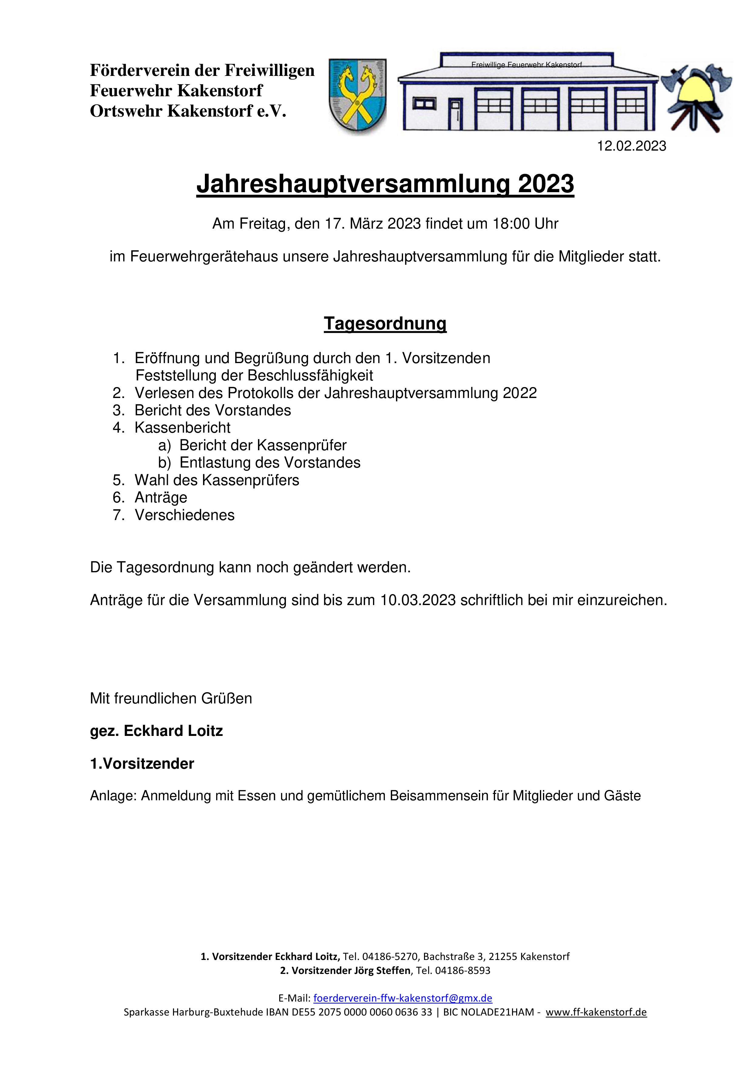 Förderverein Einladung 2023